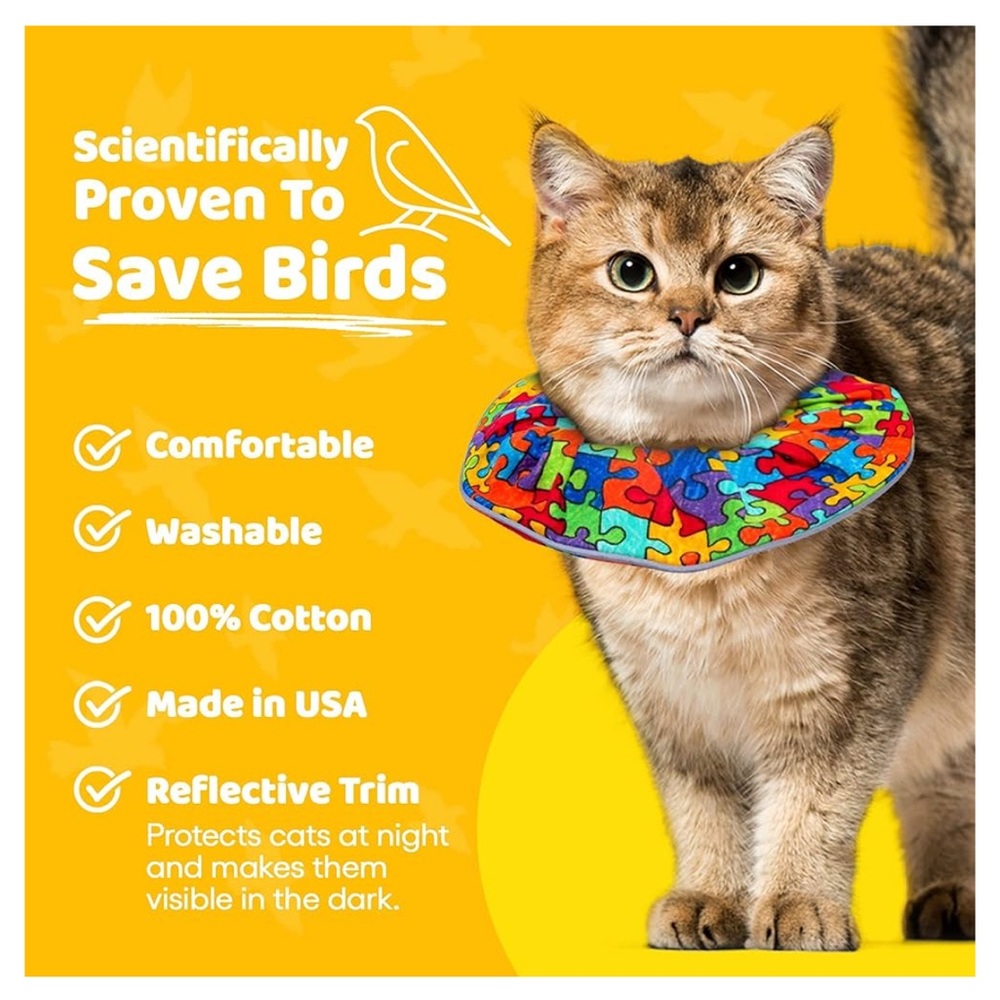Colorful Cat Collar Cover with Puzzle Design - Picture 3 of 9